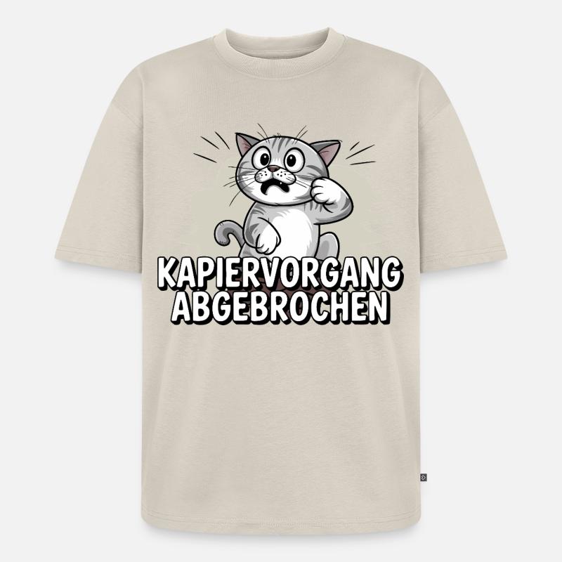 Kapiervorgang abgebrochen – Katze verwirrt - Unisex Premium Oversized Bio T-Shirt - Beige