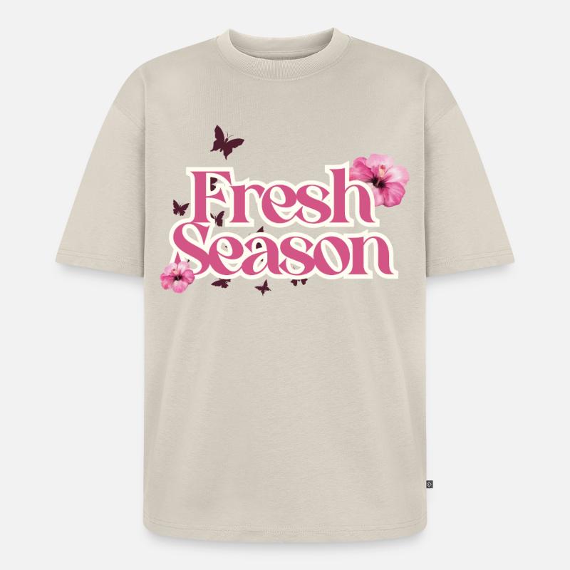 Fraîche Saison Floral Script - T-shirt Premium bio oversize Unisexe - beige