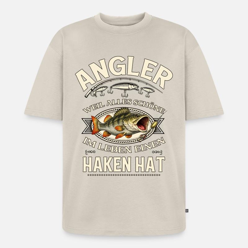 Angeln Geschenk Mann Angler Geschenkidee - Unisex Premium Oversized Bio T-Shirt - Beige