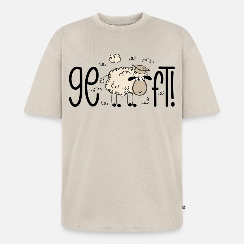 Geschafft! Schaf - Unisex Premium Oversized Bio T-Shirt - Beige