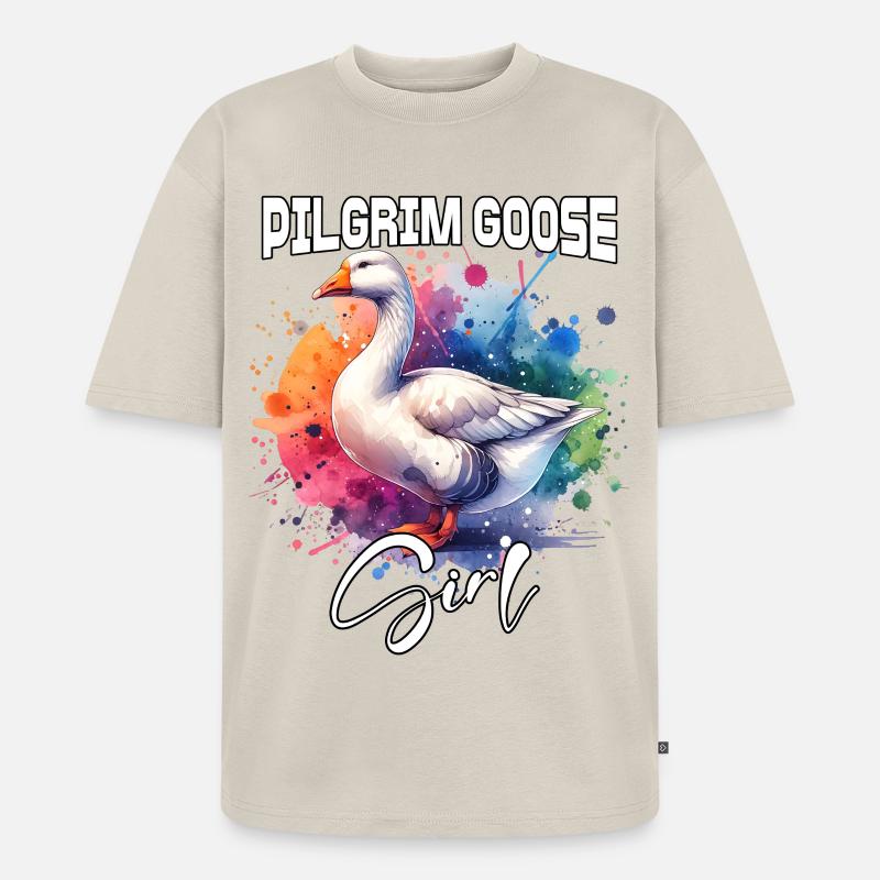 Pilgrim Goose Mädchen Pilgrim Gans - Unisex Premium Oversized Bio T-Shirt - Beige