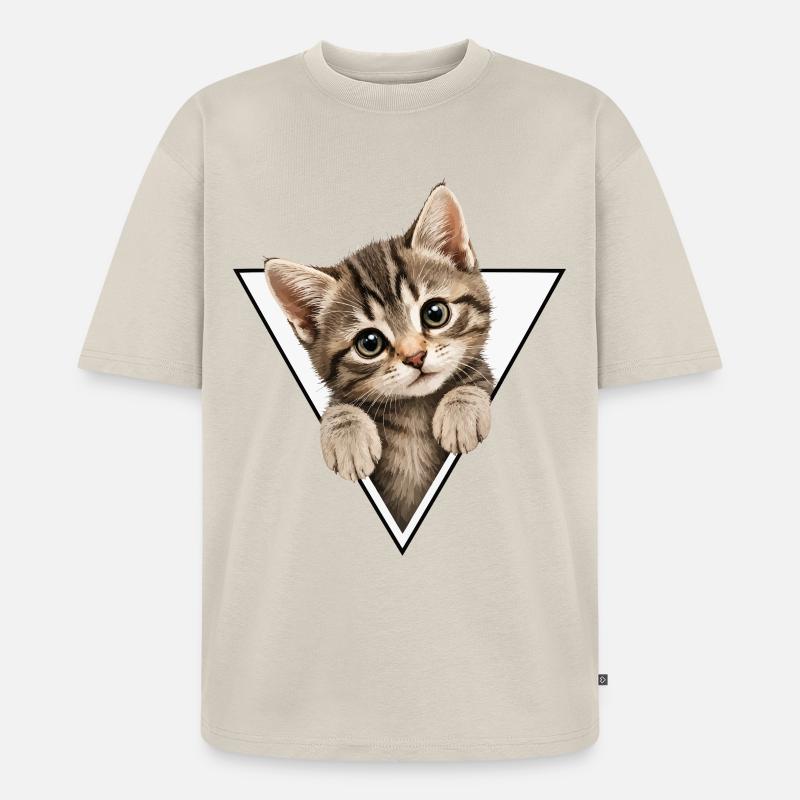 Chaton dans le triangle - T-shirt Premium bio oversize Unisexe - beige