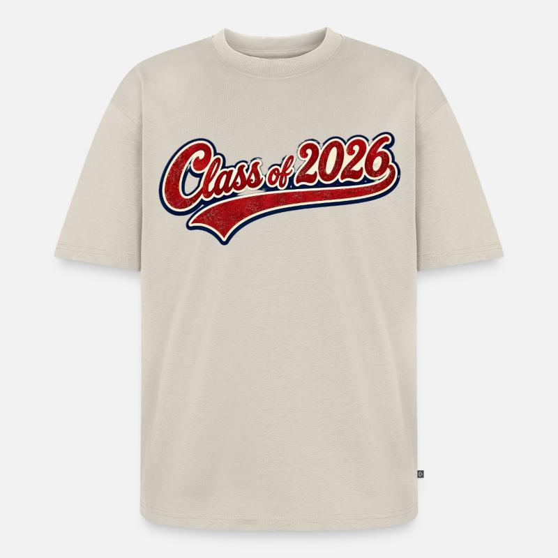 Class 2026 Retro Script - Unisex Premium Oversized Organic T-Shirt - beige