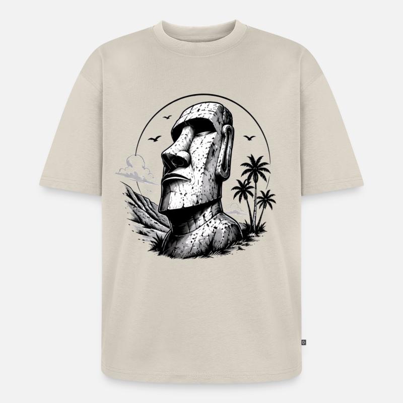 Moai Osterinsel Statue  - Unisex Premium Oversized Bio T-Shirt - Beige