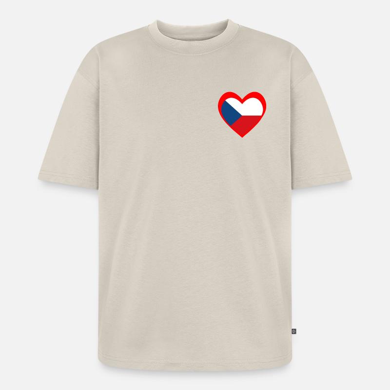 Červené Srdce Česko - Unisex Premium Oversized Bio T-Shirt - Beige
