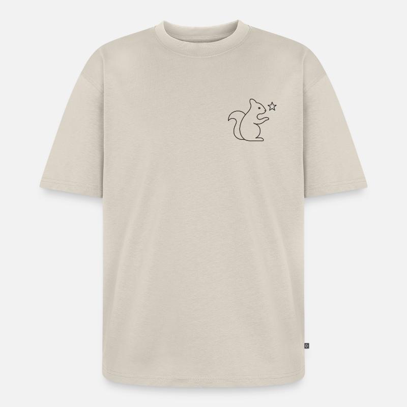 Eichhörnchen Sternenzauber - Unisex Premium Oversized Bio T-Shirt - Beige
