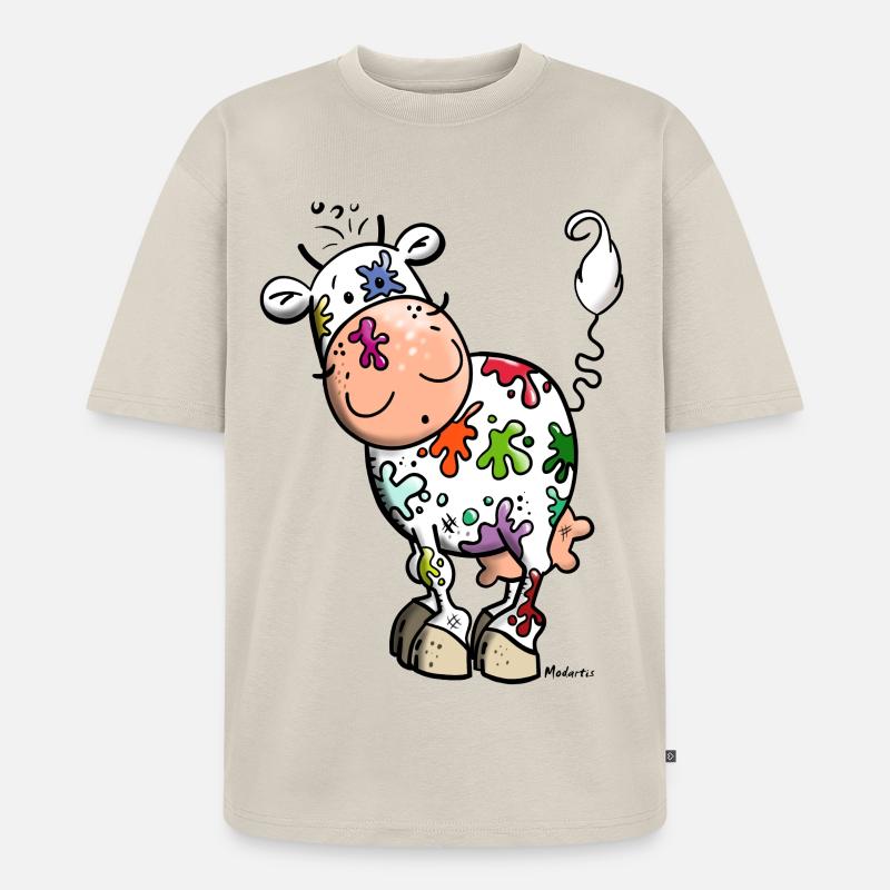 Farbklecks Kuh - Unisex Premium Oversized Bio T-Shirt - Beige