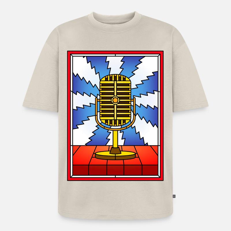 Conception rétro de vitrail micro - T-shirt Premium bio oversize Unisexe - beige