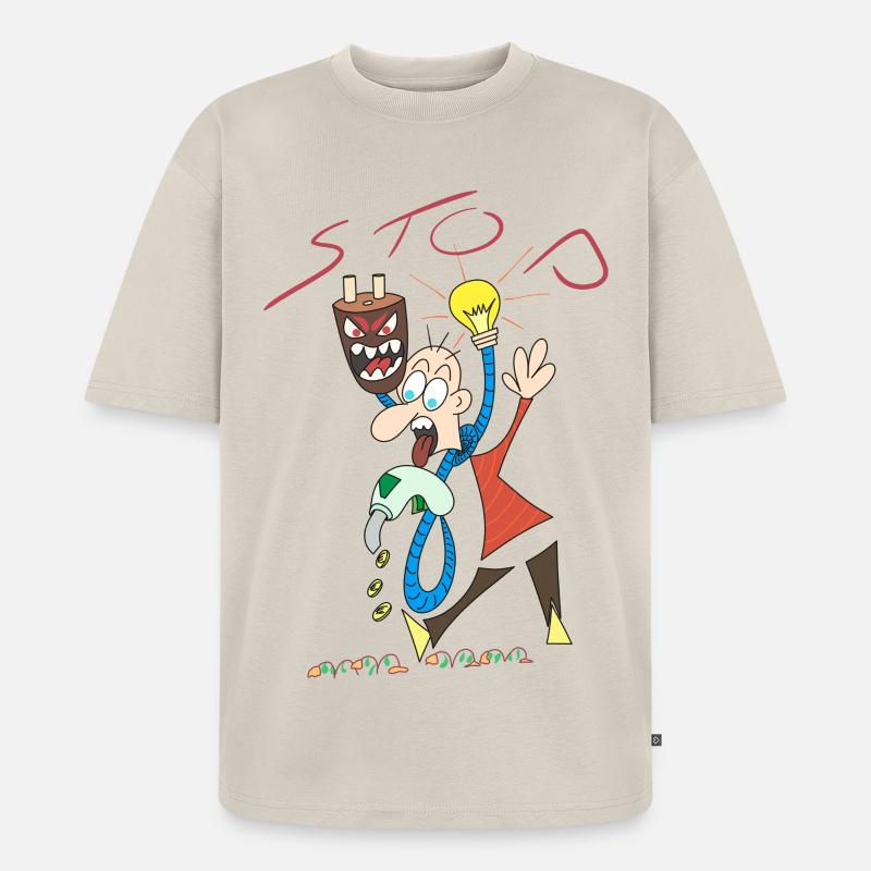 Stop à l'augmentation de l'énergie. - T-shirt Premium bio oversize Unisexe - beige