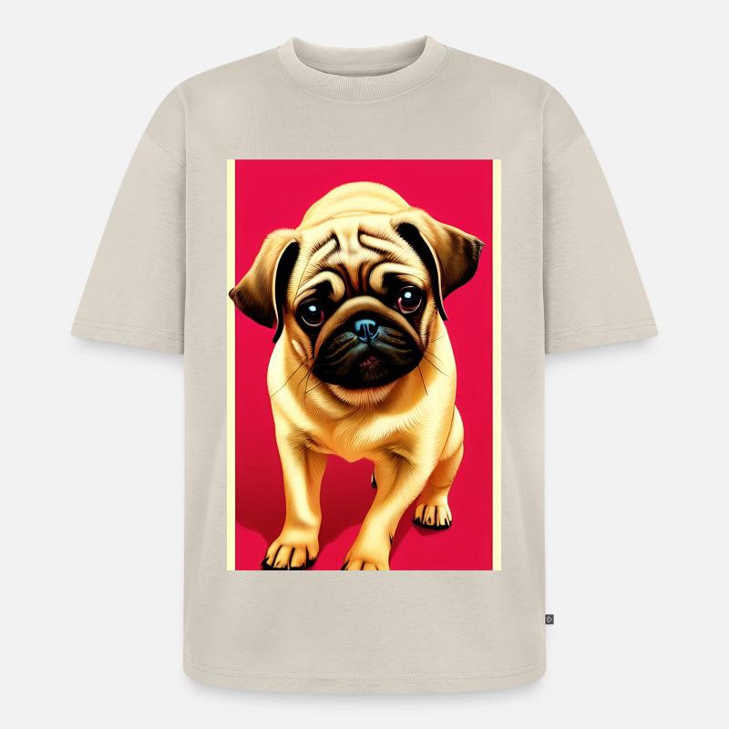 Mops Hund - Unisex Premium Oversized Bio T-Shirt - Beige