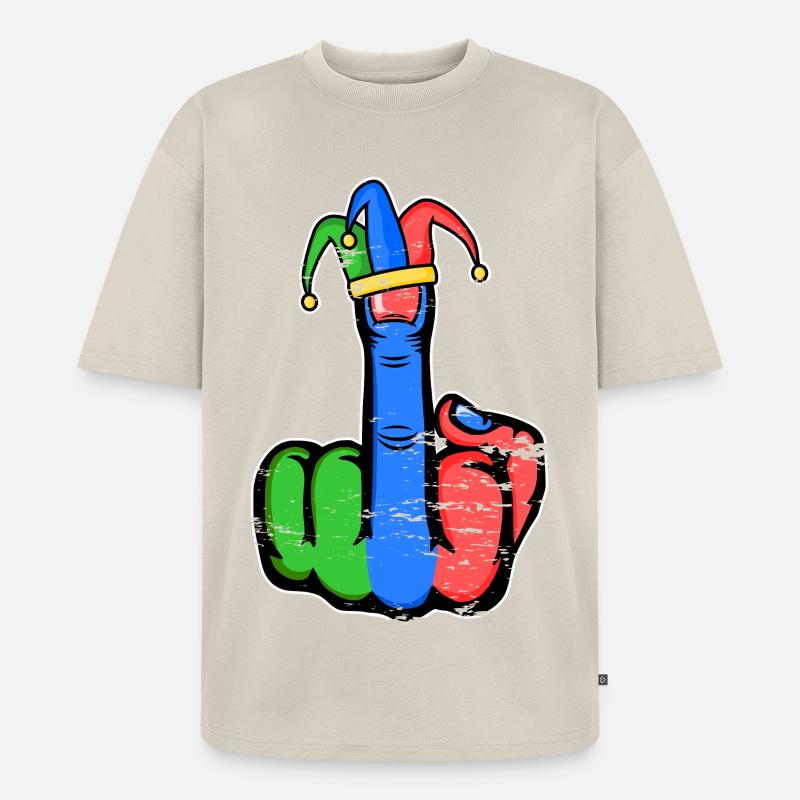 Mittelfinger Stingerfinger Karneval - Unisex Premium Oversized Bio T-Shirt - Beige