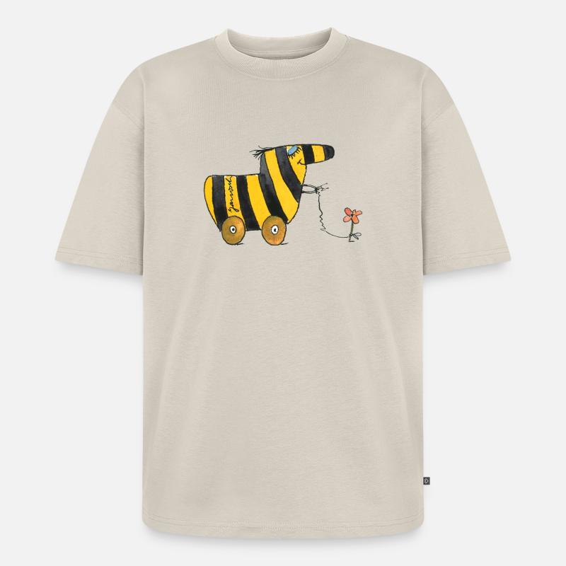 Janosch Tigerente Mit Blume - Unisex Premium Oversized Bio T-Shirt - Beige