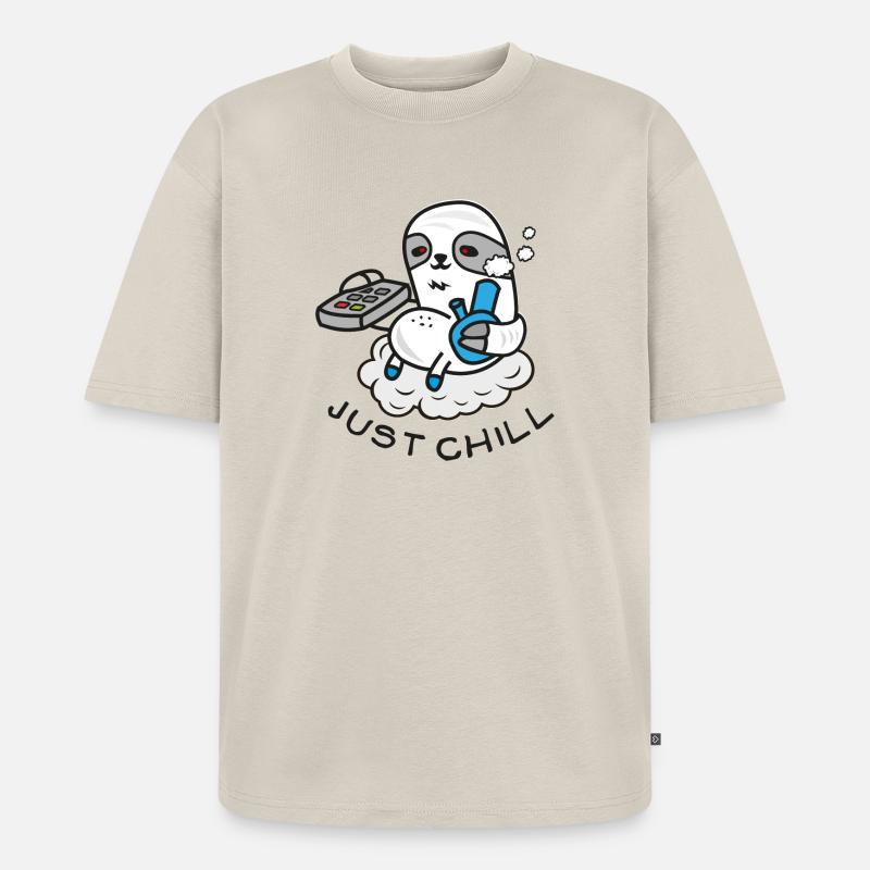 Sloth Sloth Sloth - Comic Drawing - Bong - Unisex Premium Oversized Organic T-Shirt - beige