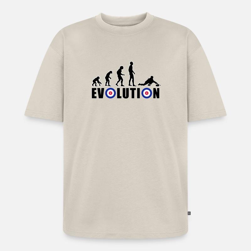 EVOLUTION CURLING Eisstockschießen Geschenk Winter - Unisex Premium Oversized Bio T-Shirt - Beige