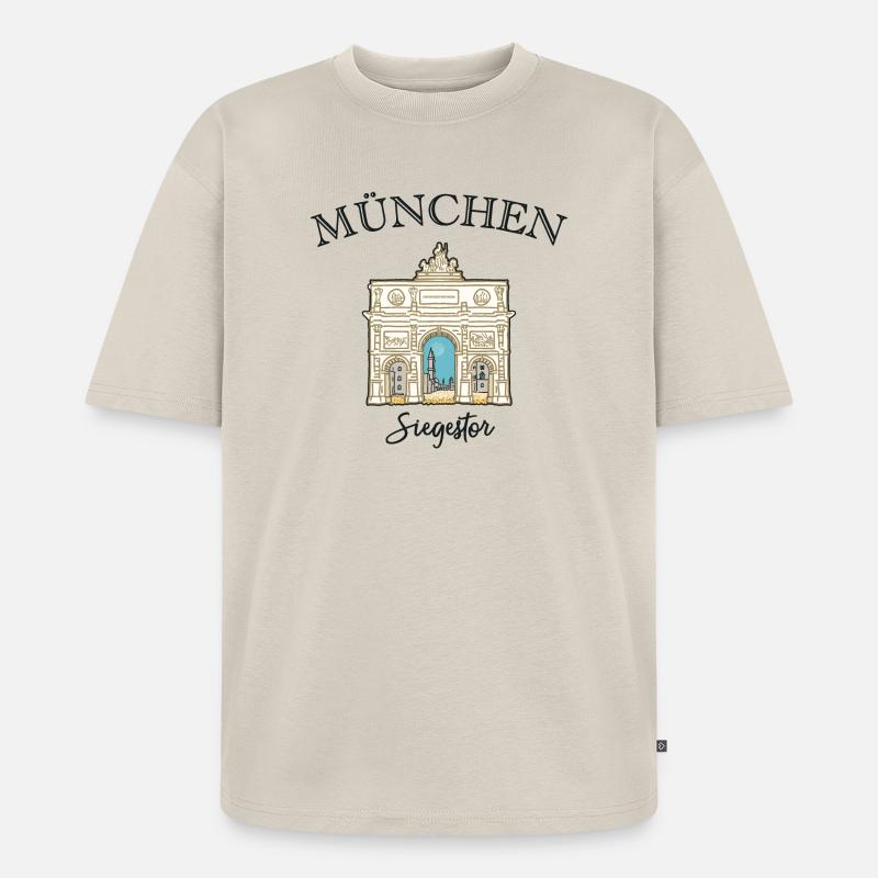 Siegestor München, Friedensmahnmal - Unisex Premium Oversized Bio T-Shirt - Beige