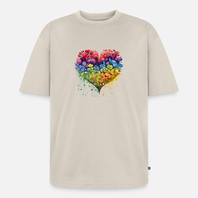 Blumenherz - Unisex Premium Oversized Bio T-Shirt - Beige