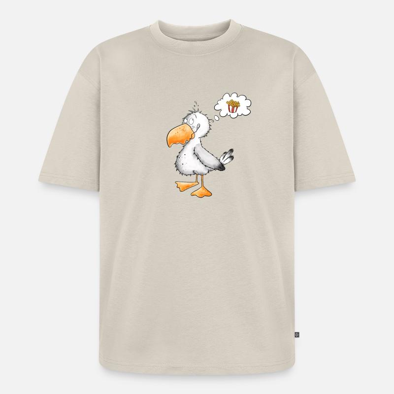 Möwe Will Meer Pommes - Unisex Premium Oversized Bio T-Shirt - Beige