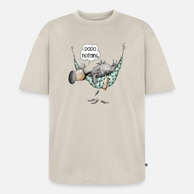 Dodo Noting Chillt In Hängematte - Unisex Premium Oversized Bio T-Shirt - Beige