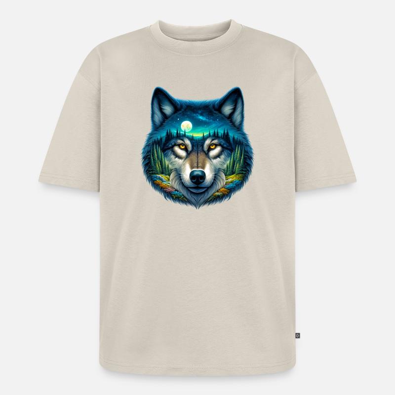 Wolf - Unisex Premium Oversized Bio T-Shirt - Beige