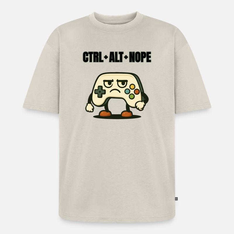 CTRL ALT NOPE Controller Meme - Unisex Premium Oversized Organic T-Shirt - beige