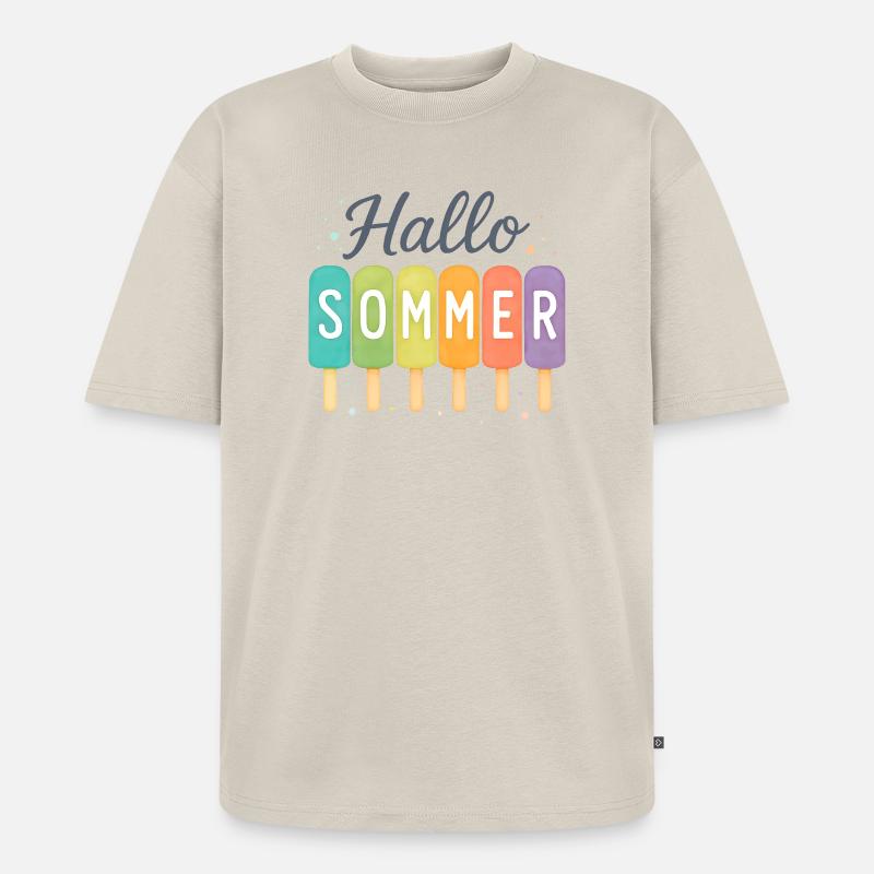 Hallo Sommer - Eiszeit beginnt - Unisex Premium Oversized Bio T-Shirt - Beige