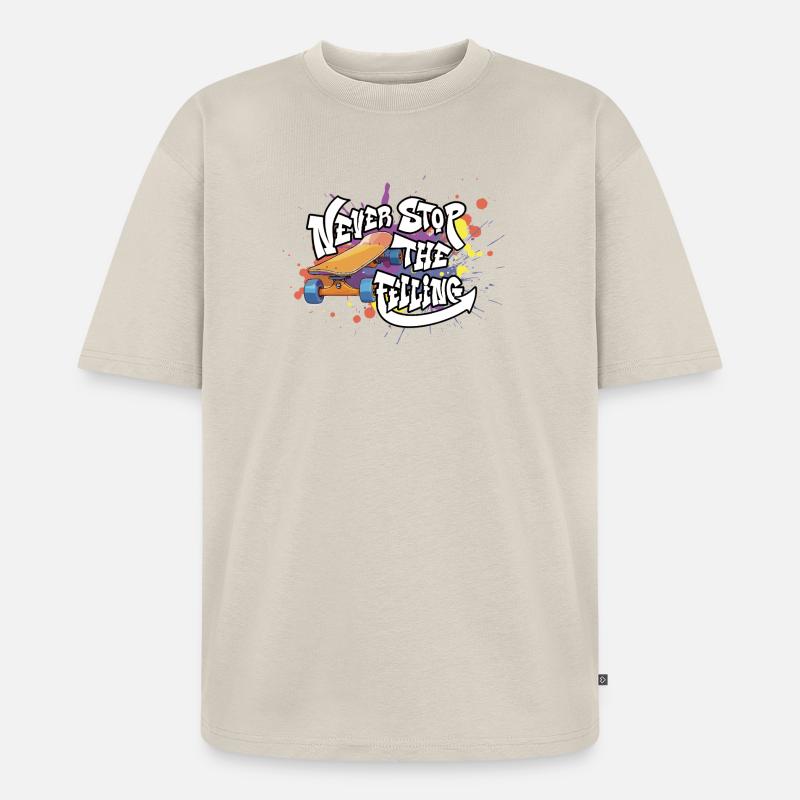 Skateboard Graffiti Motivation Design - Unisex Premium Oversized Bio T-Shirt - Beige
