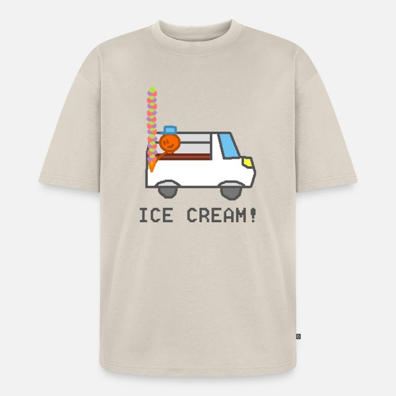 Eiswagen mit lächelnder Figur - Unisex Premium Oversized Bio T-Shirt - Beige