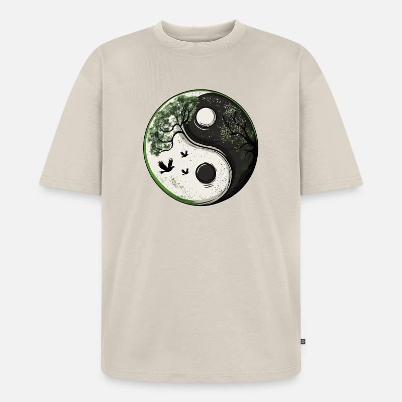 Yin and Yang Nature Version :) - Unisex Premium Oversized Bio T-Shirt - Beige