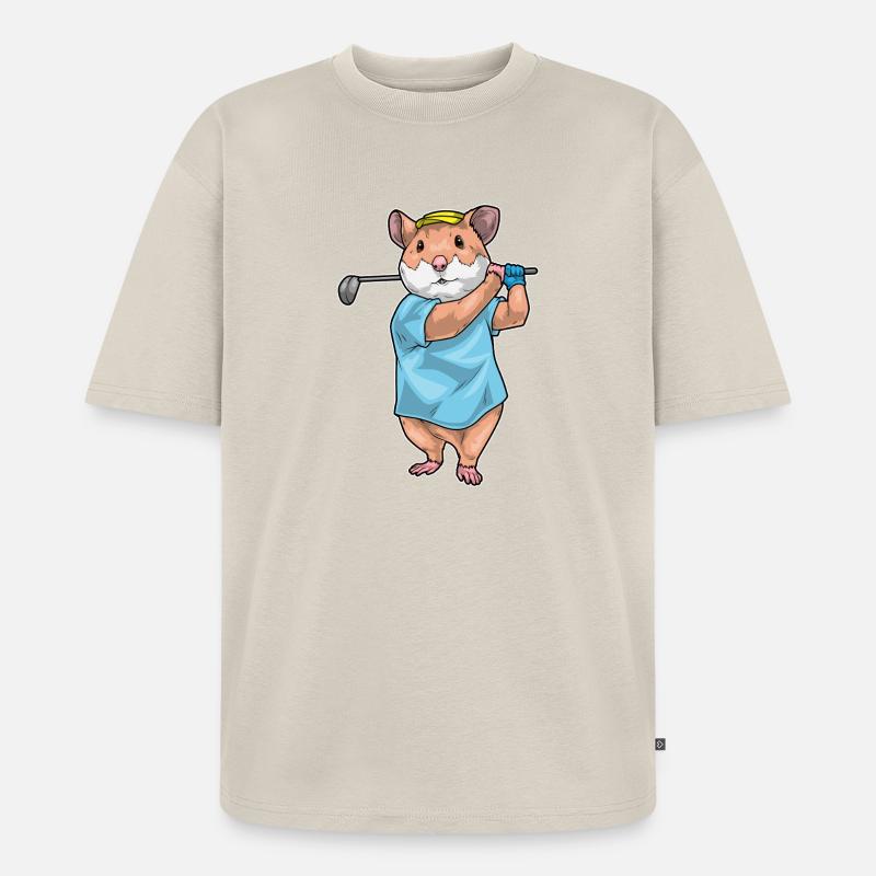 Hamster Golf Golfschläger - Unisex Premium Oversized Bio T-Shirt - Beige