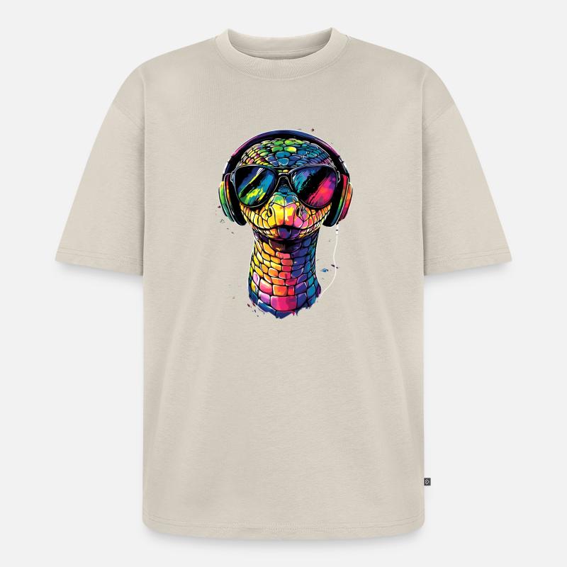 Schlange Python Kobra Klapperschlange Schlangen - Unisex Premium Oversized Bio T-Shirt - Beige