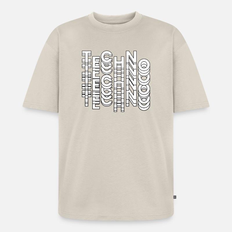Futuristic Techno Typography Design - Unisex Premium Oversized Organic T-Shirt - beige