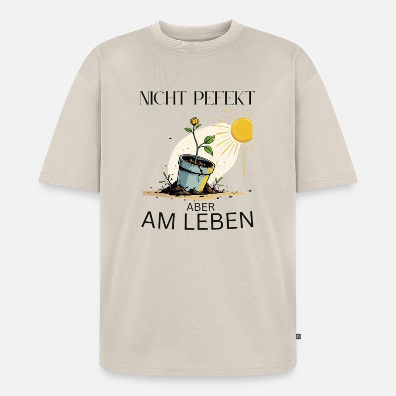 Wachsender Lebensbaum in Blumentopf - Unisex Premium Oversized Bio T-Shirt - Beige