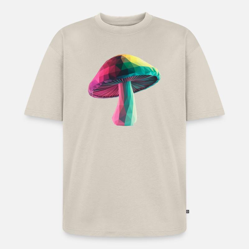 Pilz - Cooles Low-Poly-Logo - Unisex Premium Oversized Bio T-Shirt - Beige