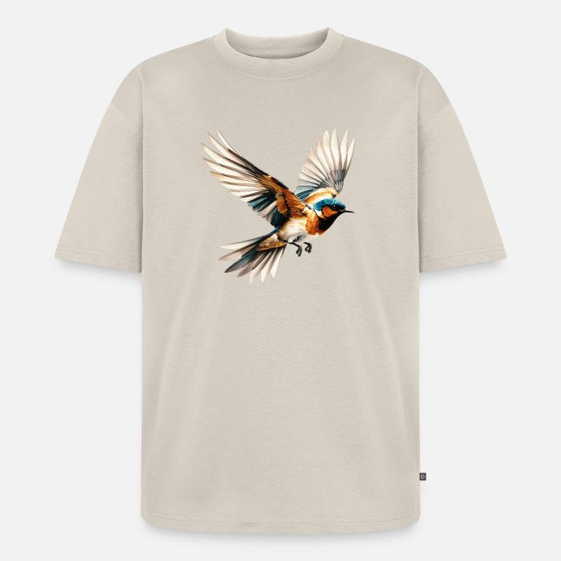 Lebendige Pop-Art mit fliegendem Vogel - Unisex Premium Oversized Bio T-Shirt - Beige