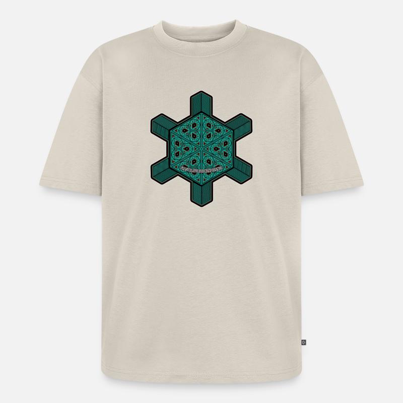 Expérience d’évolution fractale Yoga Méditation Goa - T-shirt Premium bio oversize Unisexe - beige