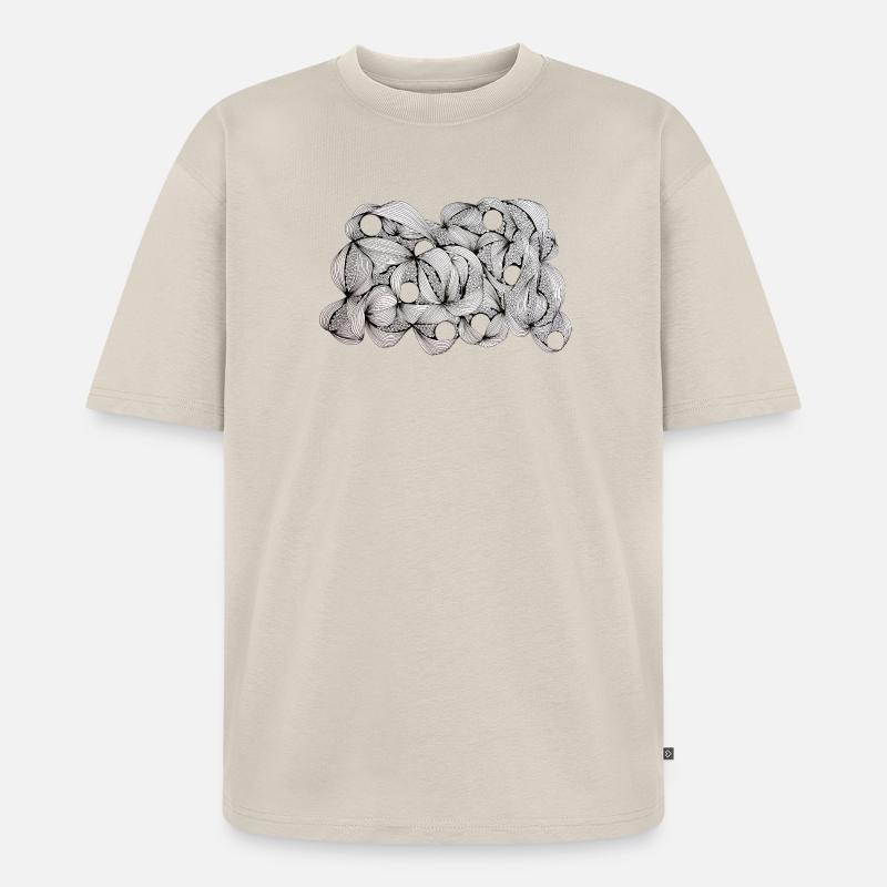 Lined Leaf Weave Pattern - Unisex Premium Oversized Organic T-Shirt - beige