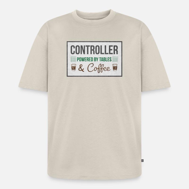 Controller Powered by Tables & Coffee - Unisex Premium Oversized Bio T-Shirt - Beige