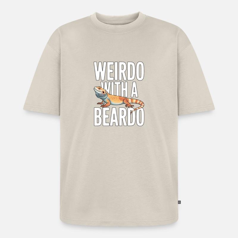Weirdo mit Bartkind - Unisex Premium Oversized Bio T-Shirt - Beige