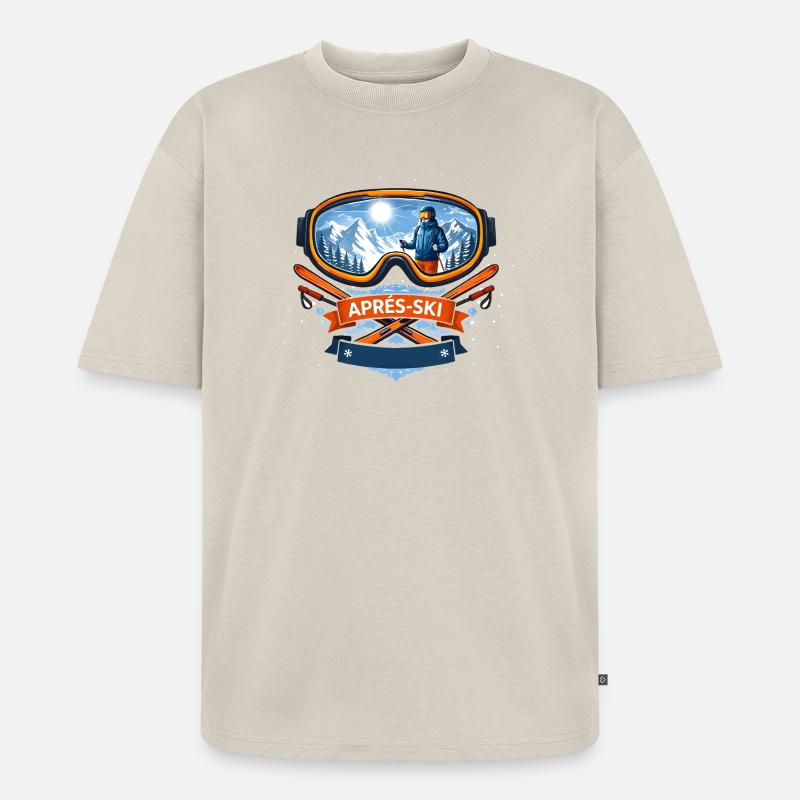 Apres Ski Comic Design - Unisex Premium Oversized Bio T-Shirt - Beige