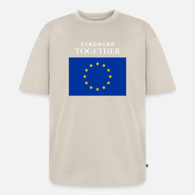 Gemeinsam Stark EU Flagge - Unisex Premium Oversized Bio T-Shirt - Beige