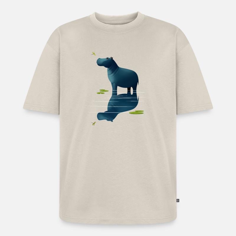Nilpferd und Libelle - Unisex Premium Oversized Bio T-Shirt - Beige