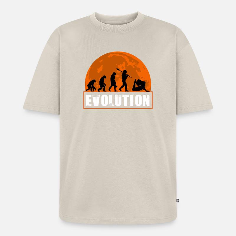 Yoga Evolution Silhouette Sunset Retro - T-shirt Premium bio oversize Unisexe - beige