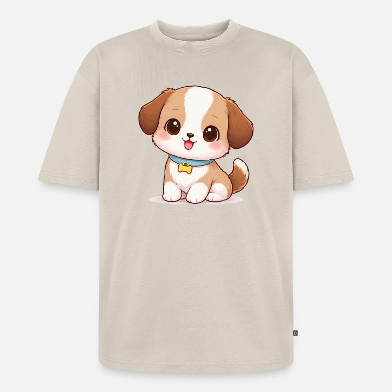 Hund Süß Comic - Unisex Premium Oversized Bio T-Shirt - Beige