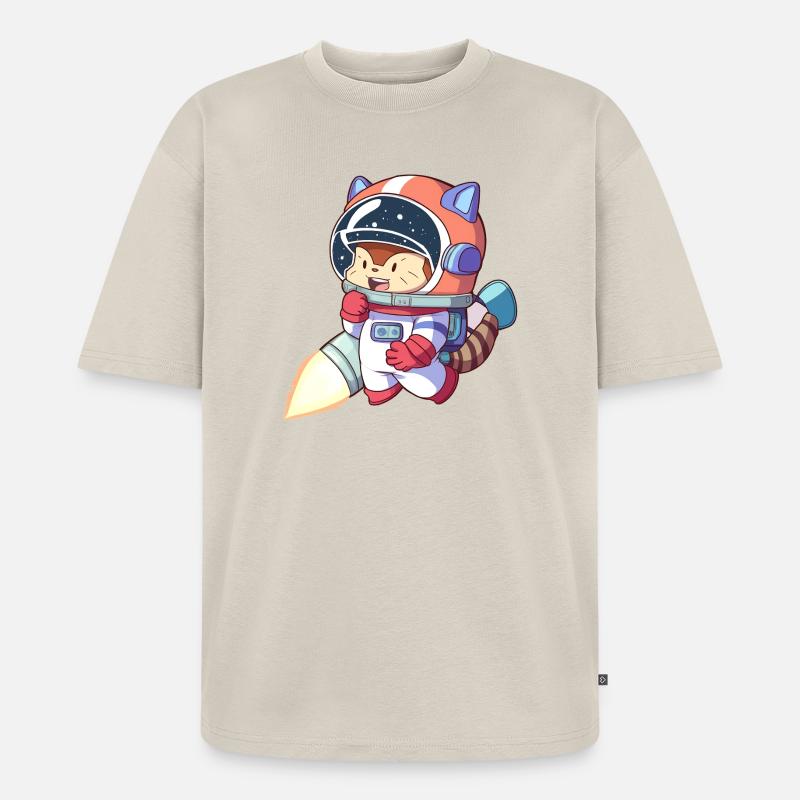 Astronaute chat en combinaison spatiale - T-shirt Premium bio oversize Unisexe - beige
