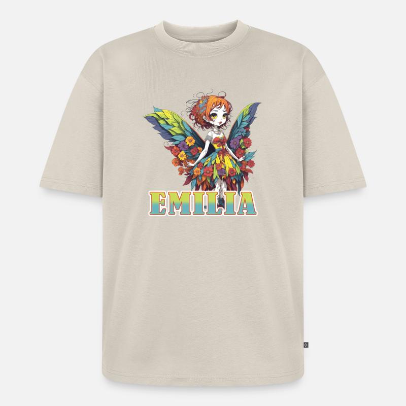 Emilia - Mädchenname - Fee  - Unisex Premium Oversized Bio T-Shirt - Beige