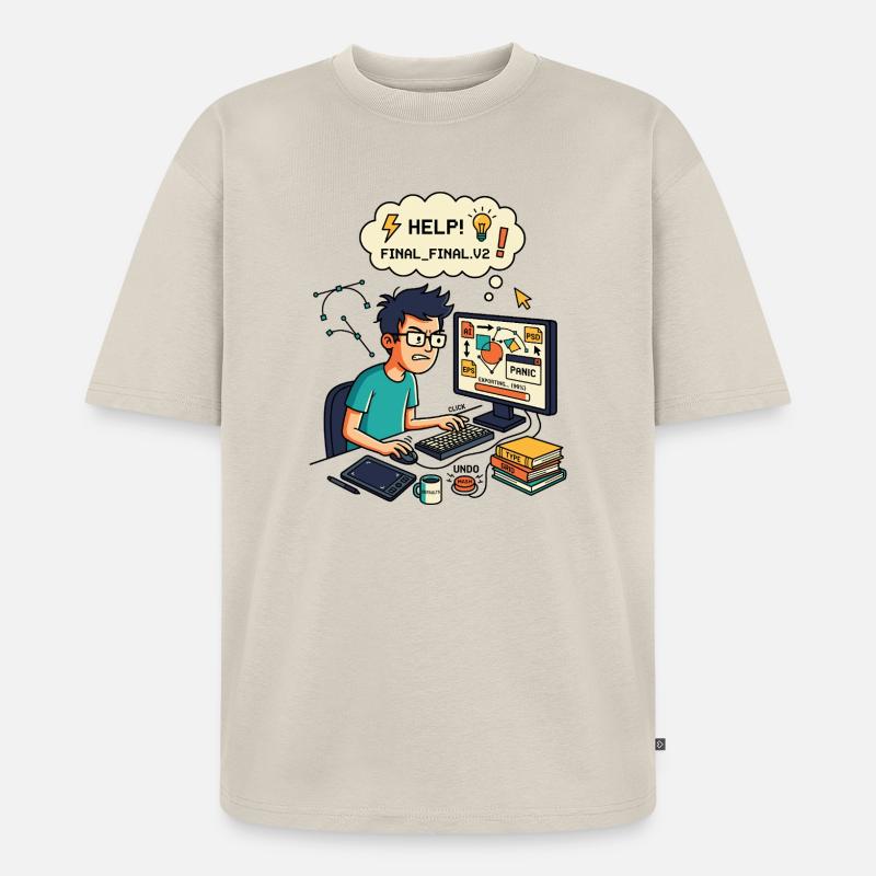 Graphic Designer Chaos Export Panic - Unisex Premium Oversized Bio T-Shirt - Beige