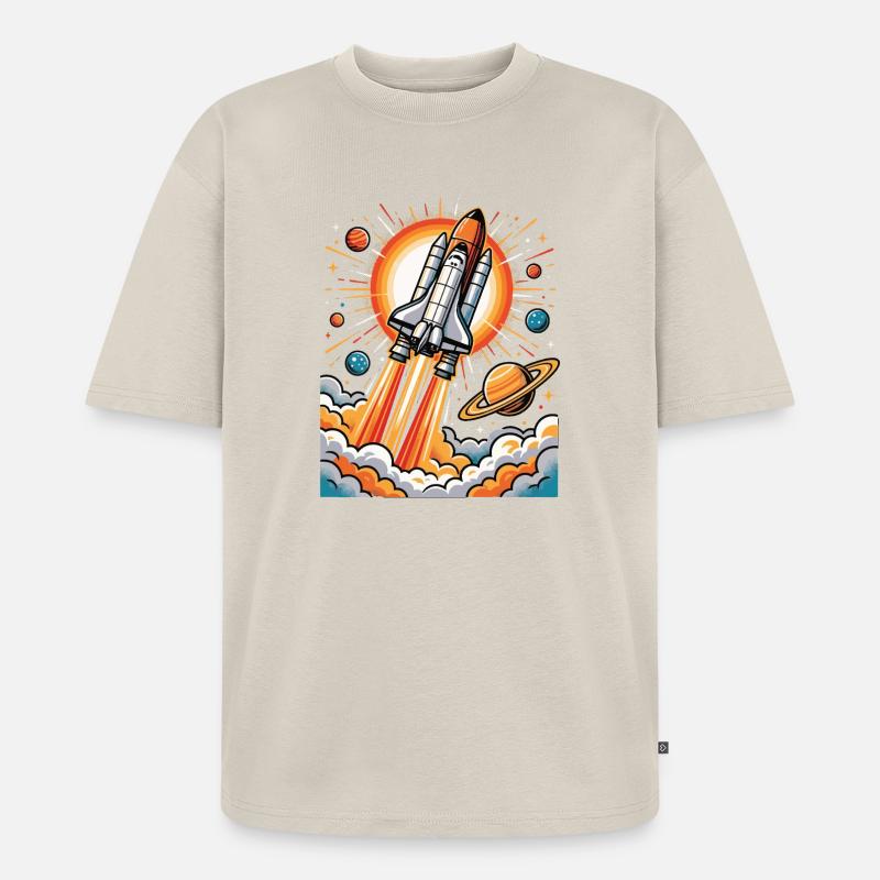 Explosion de fusée dans l’espace - T-shirt Premium bio oversize Unisexe - beige
