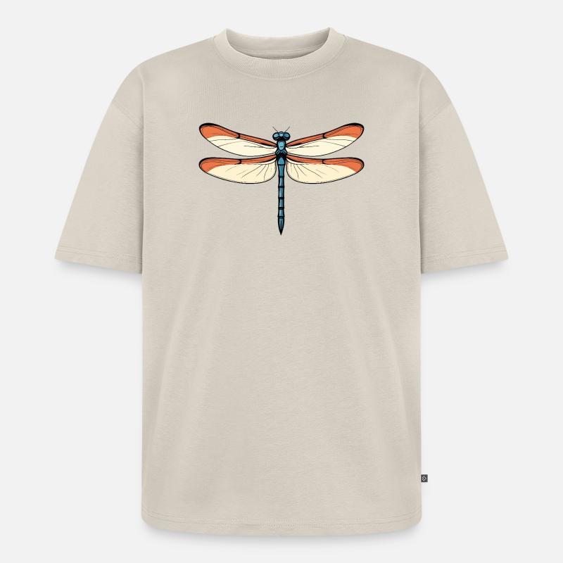 Blauorange Drachenlibelle - Unisex Premium Oversized Bio T-Shirt - Beige