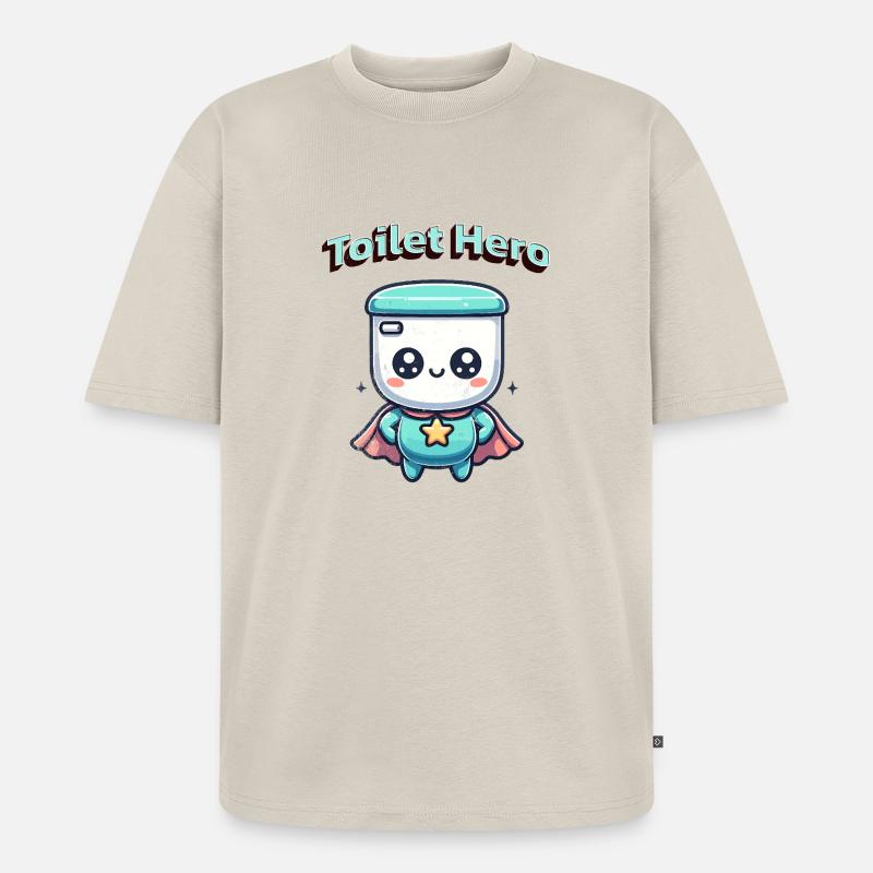 Toiletten Held WC Superheld Bad Badezimmer  - Unisex Premium Oversized Bio T-Shirt - Beige
