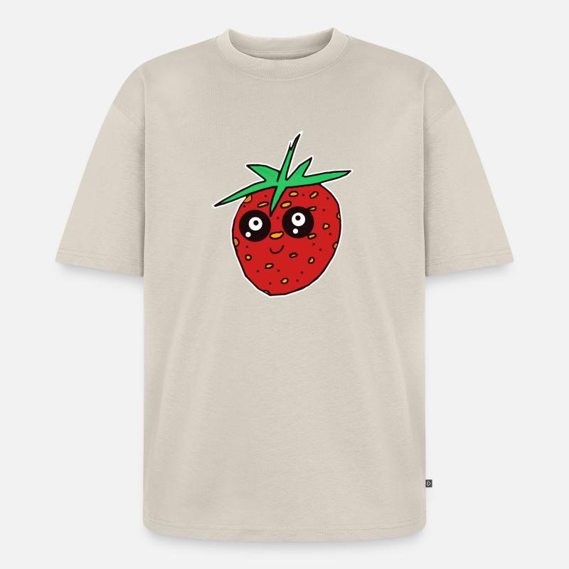 Erdbeere Erdbeeren Frucht Sommer Garten - Unisex Premium Oversized Bio T-Shirt - Beige